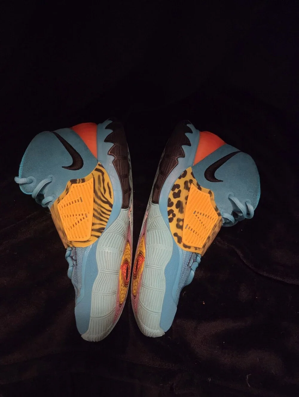 Nike Teal High-Top Shoes with Neon Orange Leopard Strap